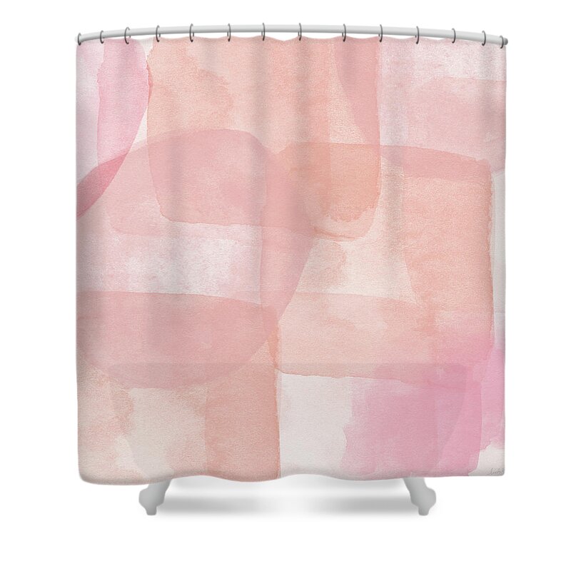 Watercolor Shower Curtain featuring the painting Rose Quartz Beach Glass- Art by Linda Woods by Linda Woods