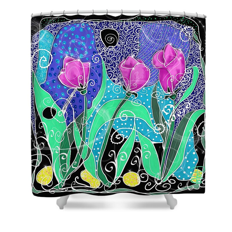 Beautiful Shower Curtain featuring the digital art Roses and lemons by Debra Baldwin