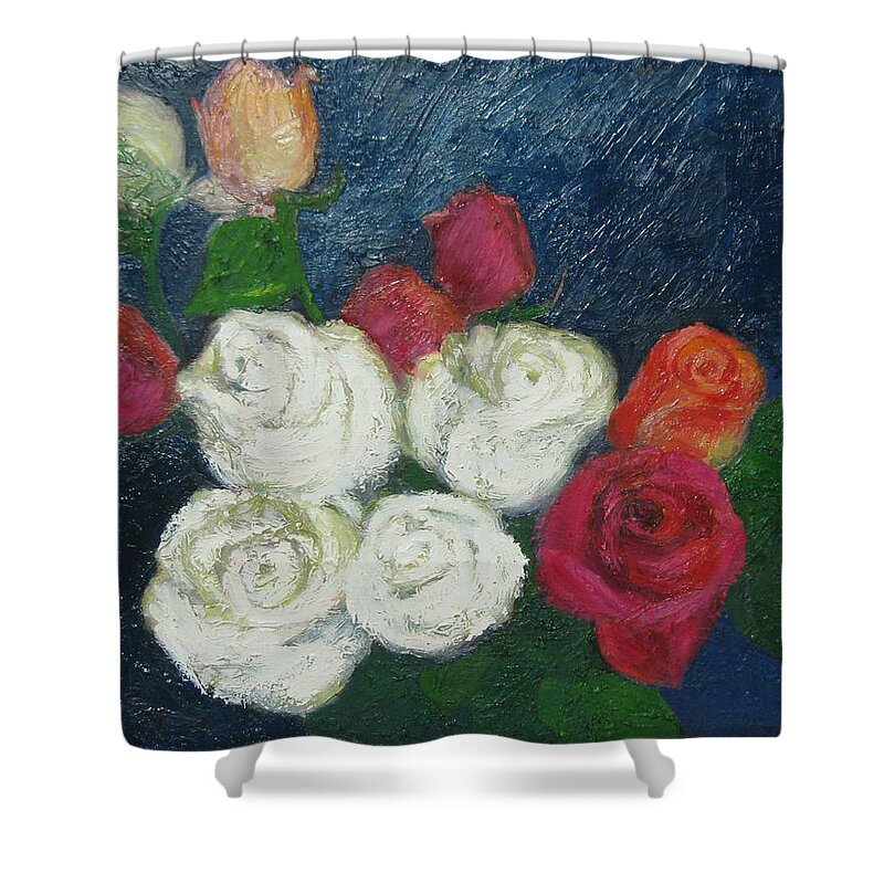 Roses Shower Curtain featuring the painting Roses I by Meihua Lu