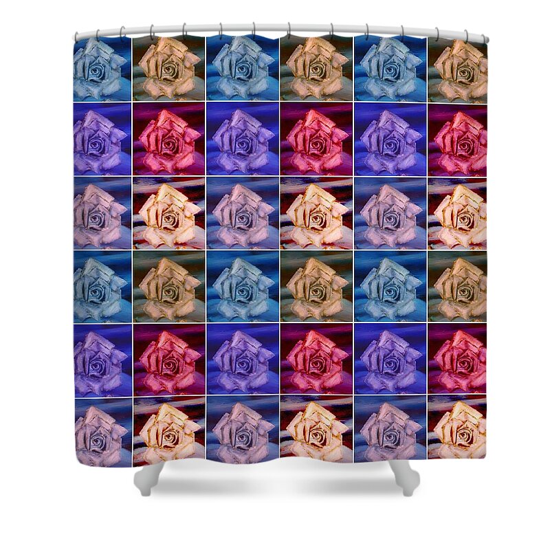 Rose Shower Curtain featuring the digital art Roses Squared by Deborah D Russo