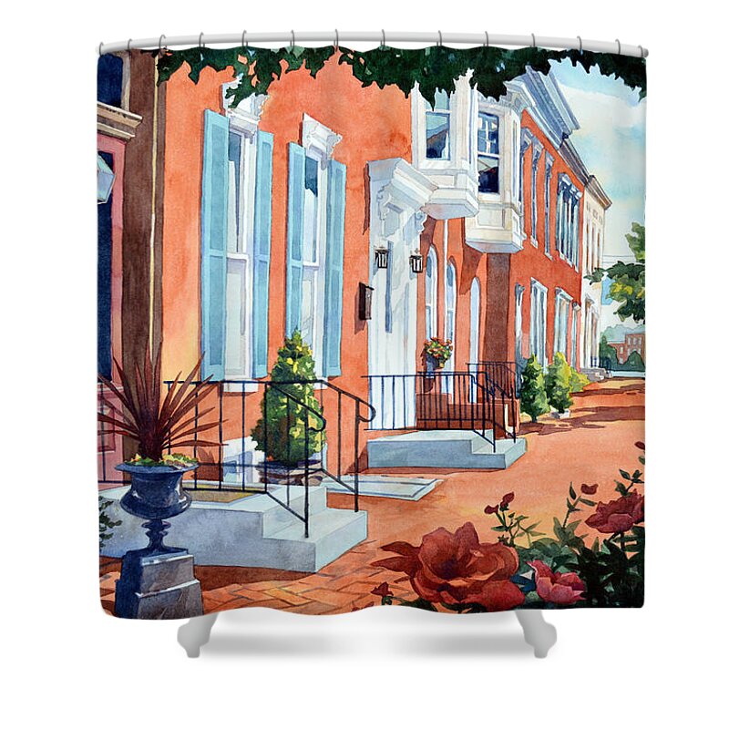 Nature Shower Curtain featuring the painting Rosewalk by Mick Williams