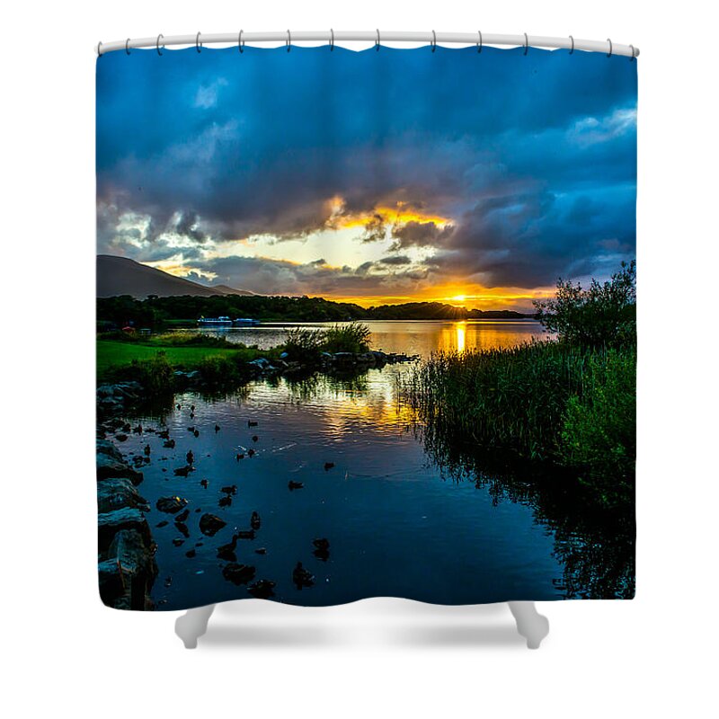 Ireland Shower Curtain featuring the photograph Ross Castle at Lough Leane in Ireland by Andreas Berthold