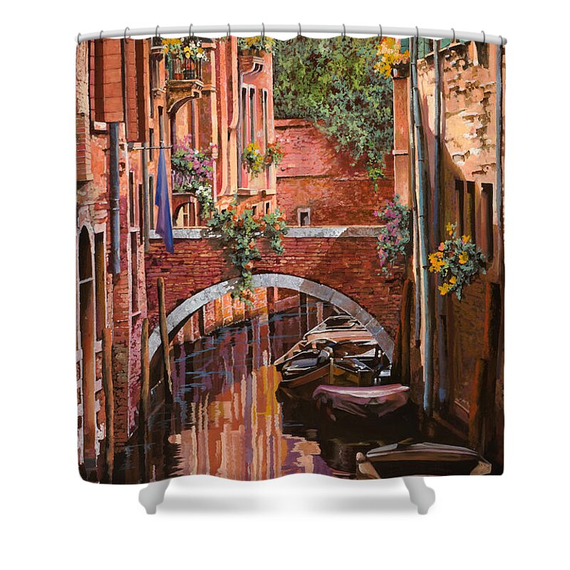 Venice Shower Curtain featuring the painting Un Gran Rosso Veneziano by Guido Borelli