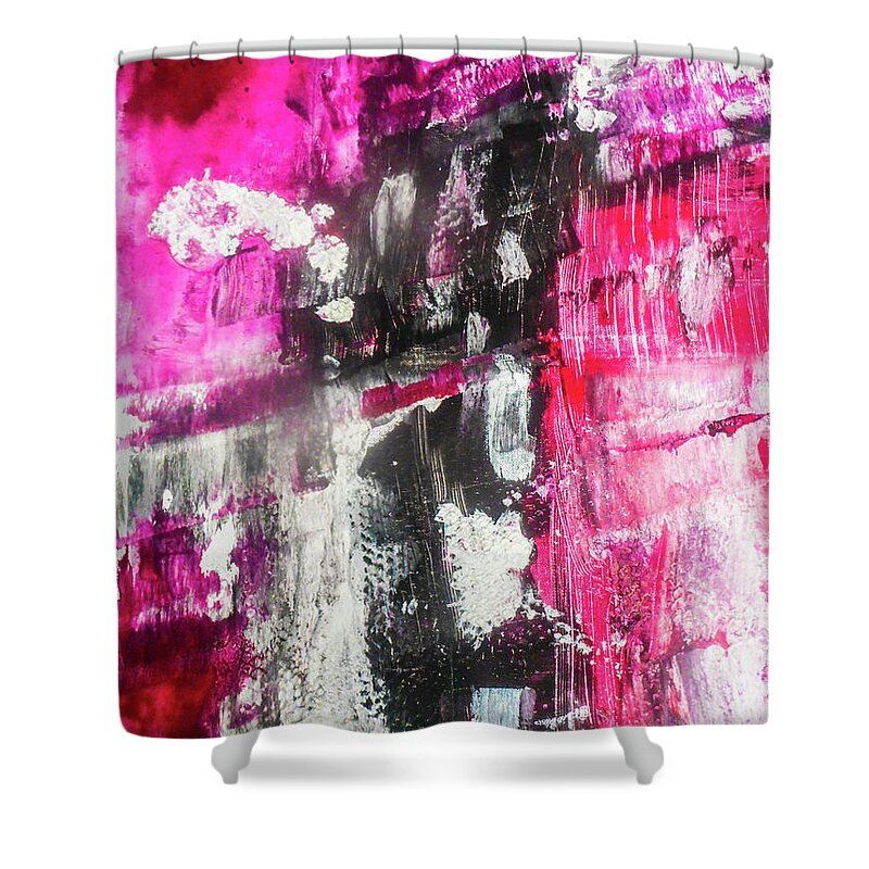 Abstract Shower Curtain featuring the painting Rouge by Elle Justine