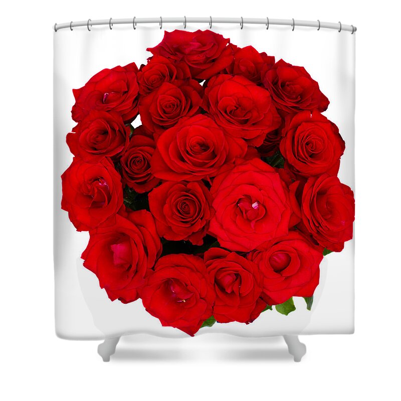 Rose Shower Curtain featuring the photograph Round Bouquet of Red Roses by Anastasy Yarmolovich