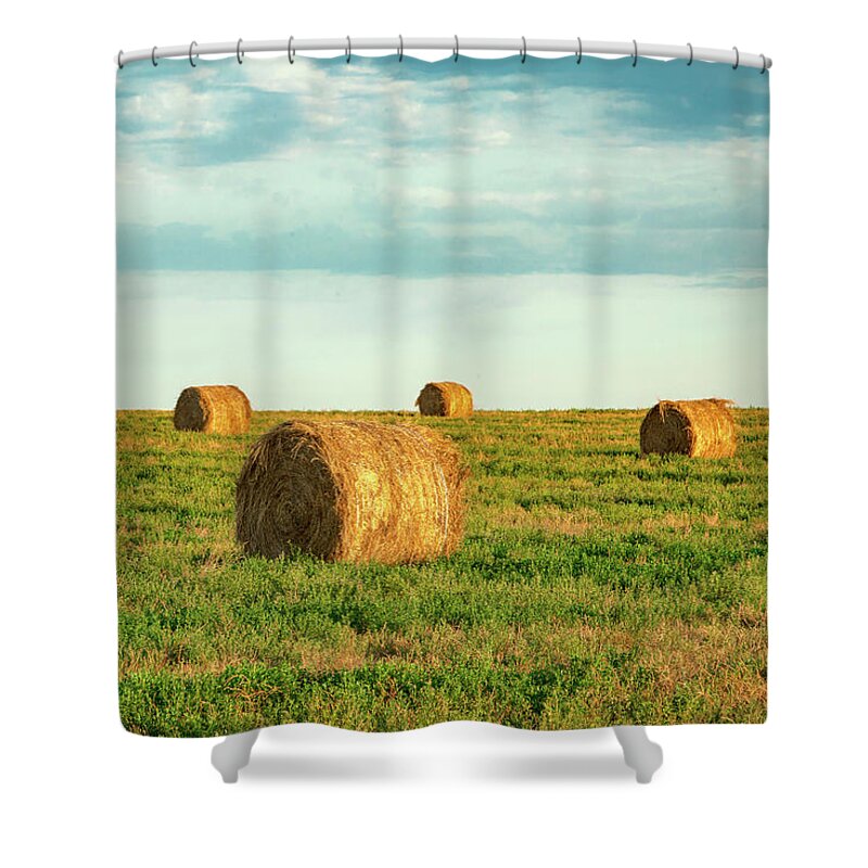 Hay Shower Curtain featuring the photograph Round Hay Bales by Todd Klassy