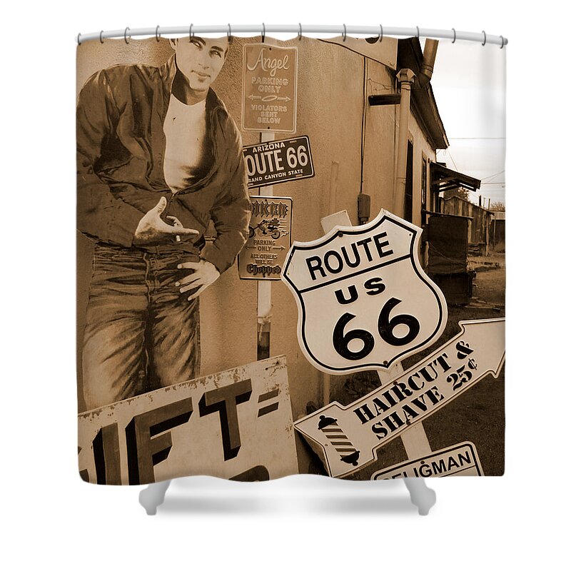 Route 66 Shower Curtain featuring the photograph Route 66 - Signs by Mike McGlothlen