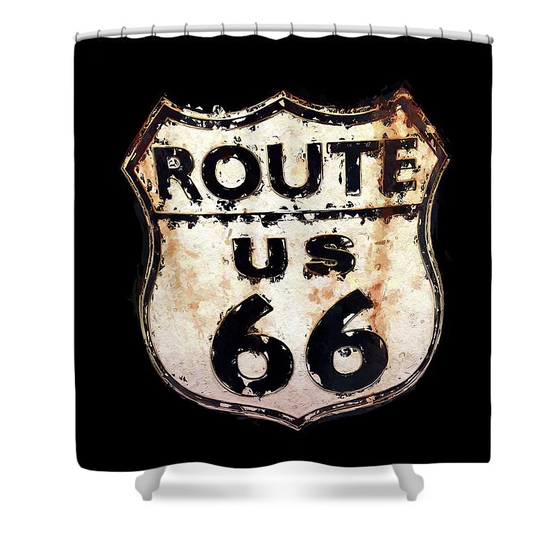 Portrait Shower Curtain featuring the photograph Route 66 Sign by Morgan Carter