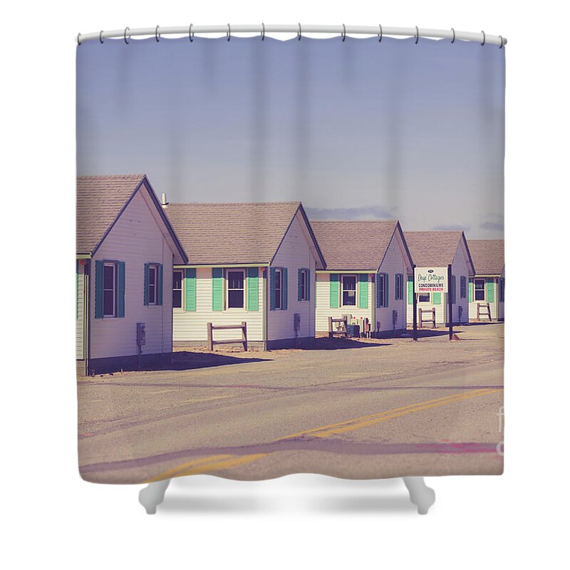 Cape Cod Shower Curtain featuring the photograph Row of vintage 1930s beach cottages on Cape Cod by Edward Fielding