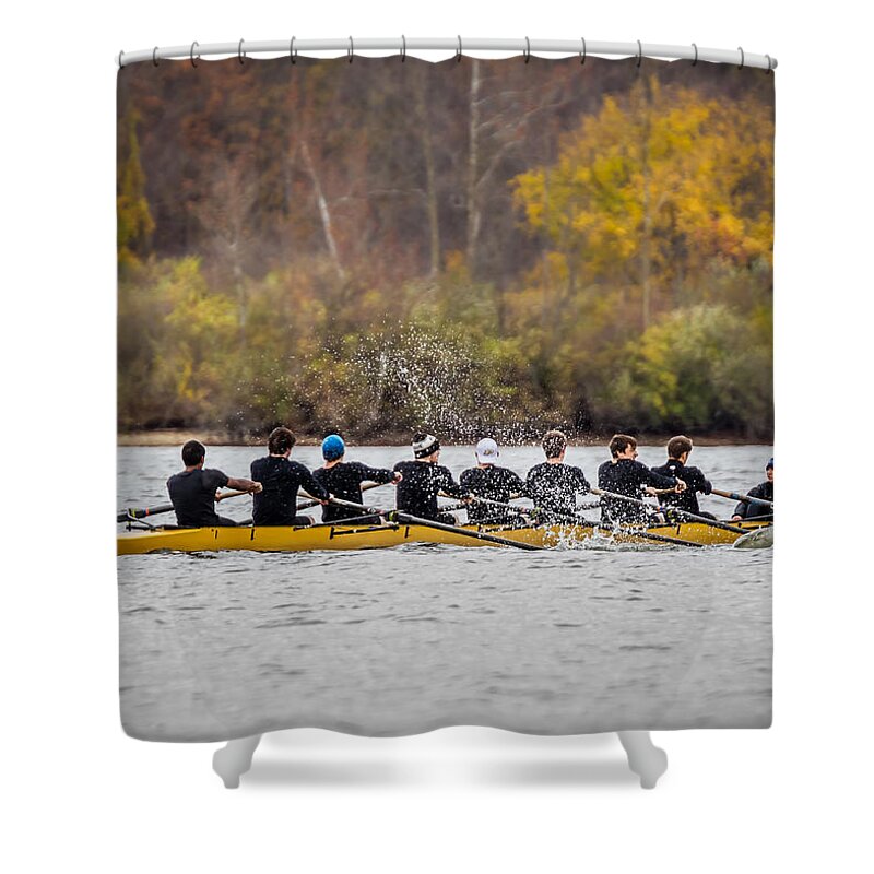 Boat Shower Curtain featuring the photograph Rowing Regatta by Ron Pate
