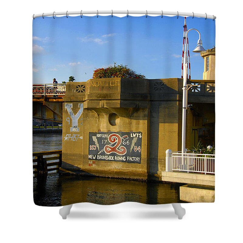 Hillsborough River Florida Shower Curtain featuring the photograph Rowing Team art Rutgers Yale by David Lee Thompson