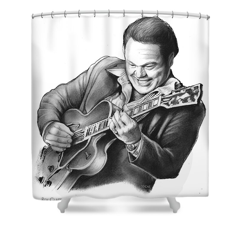 Roy Clark Shower Curtain featuring the drawing Roy Clark by Greg Joens