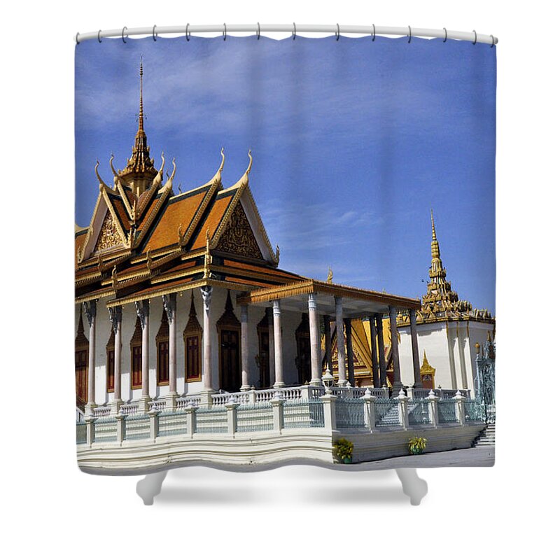 Royal Palace Shower Curtain featuring the photograph Roy Palace Cambodia 02 by Andrew Dinh