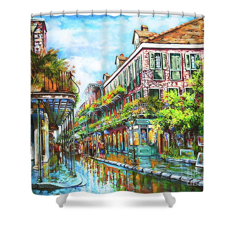 New Orleans Art Shower Curtain featuring the painting Royal at Pere Antoine Alley, New Orleans French Quarter by Dianne Parks