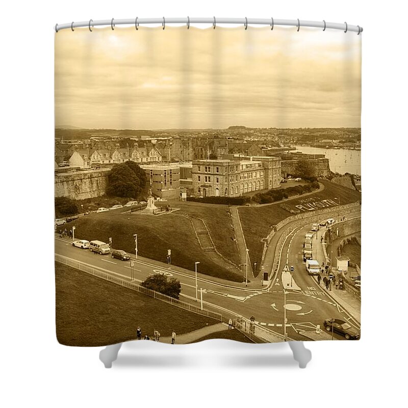 Royal Citadel Shower Curtain featuring the photograph Royal Citadel Plymouth by Chris Day