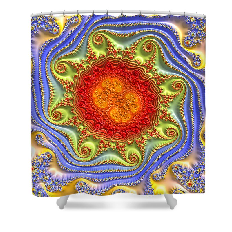 Swirls Shower Curtain featuring the mixed media Royal Crown Jewels by Kevin Caudill
