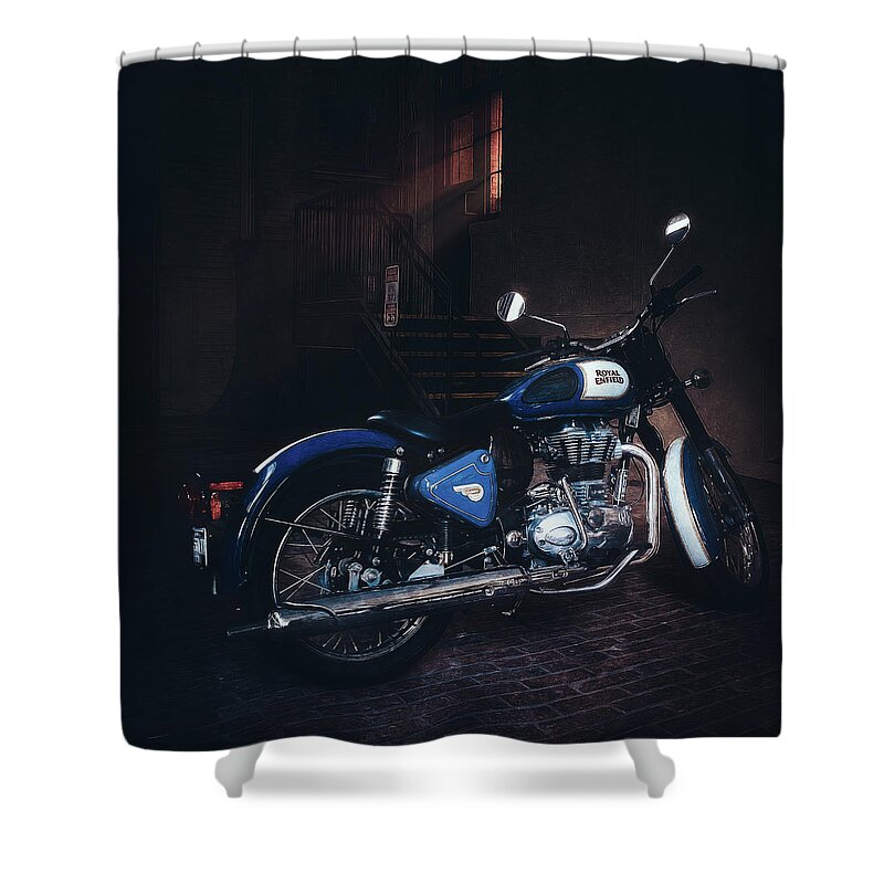 Royal Enfield Shower Curtain featuring the photograph Royal Enfield by Scott Norris
