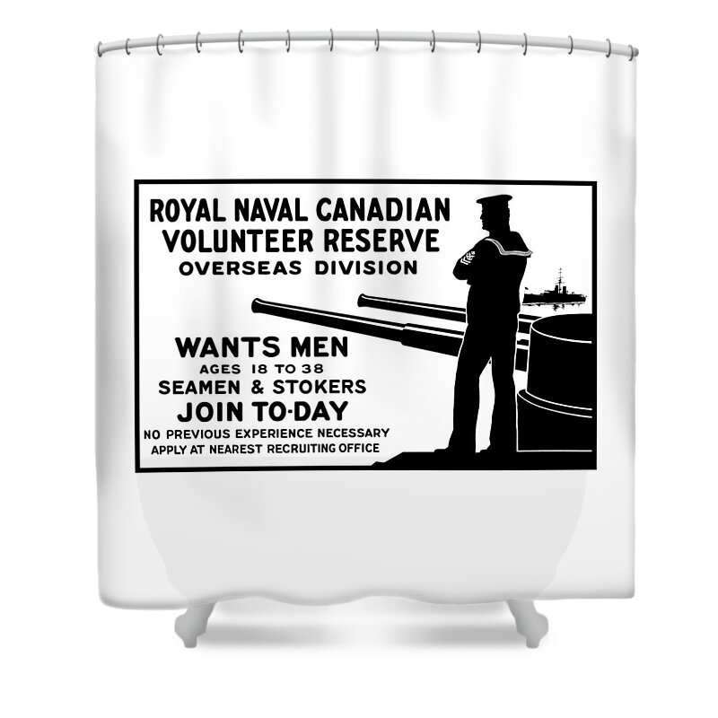 World War One Shower Curtain featuring the mixed media Royal Naval Canadian Volunteer Reserve by War Is Hell Store