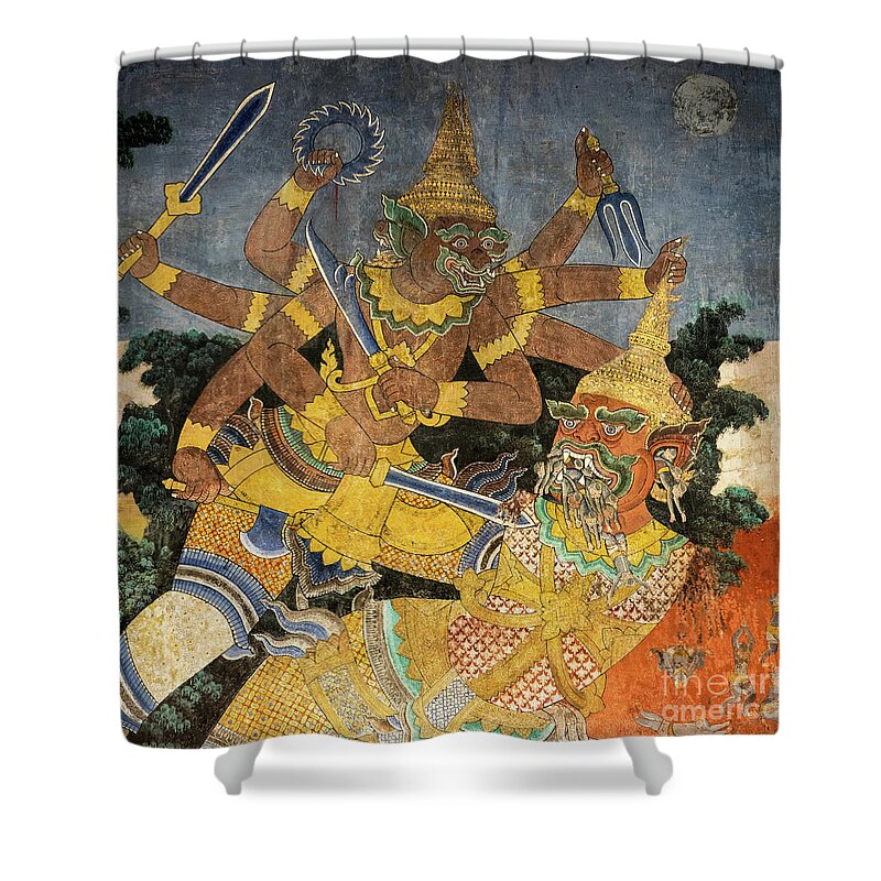 Cambodia Shower Curtain featuring the photograph Royal Palace Ramayana 22 by Rick Piper Photography