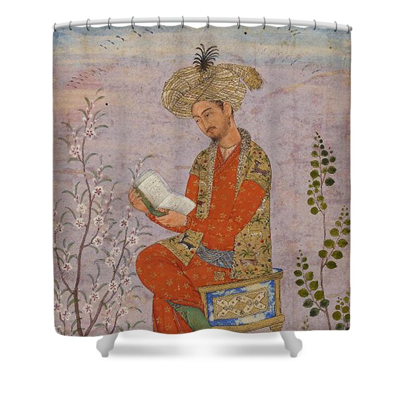Babur Shah Shower Curtain featuring the digital art Royal Reader by Asok Mukhopadhyay