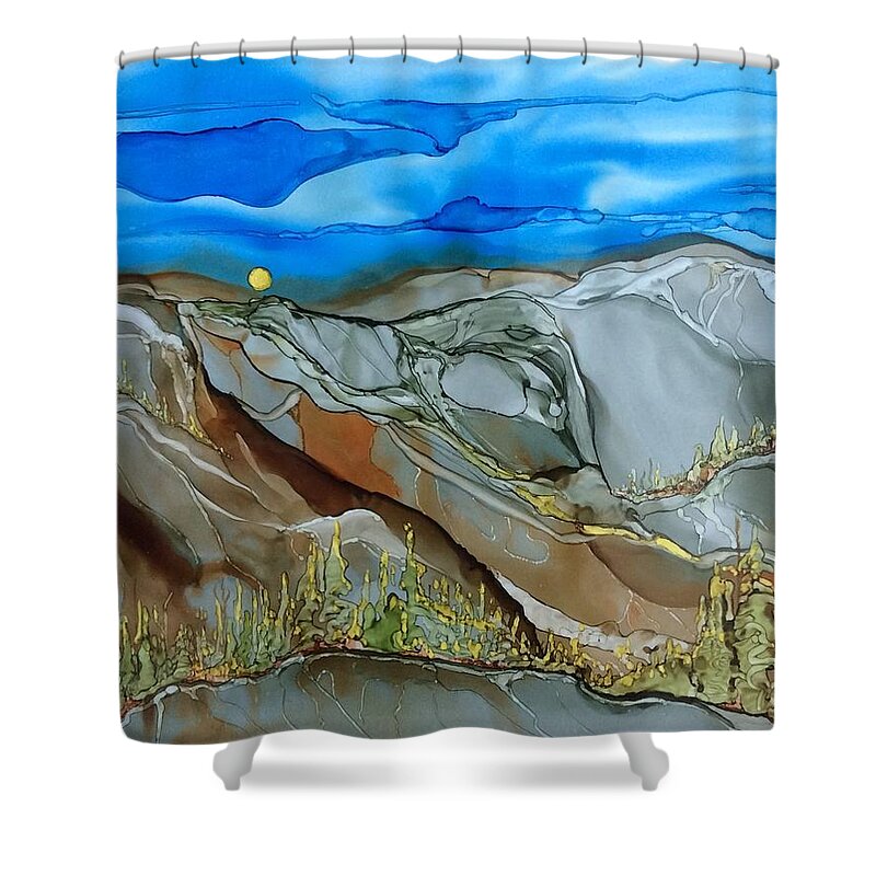 Landscape Shower Curtain featuring the painting Rugged by Pat Purdy