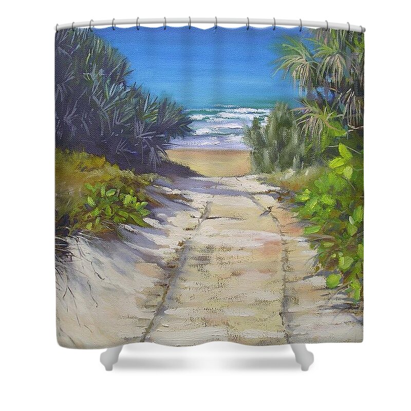 Beach Painting Shower Curtain featuring the painting Rules Beach Queensland Australia by Chris Hobel