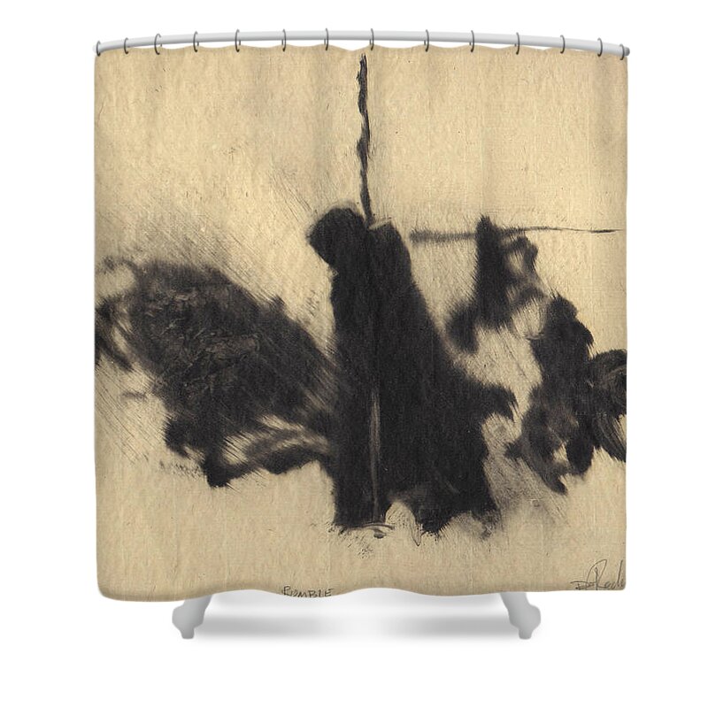 Travelers Shower Curtain featuring the painting Rumble by David Ladmore