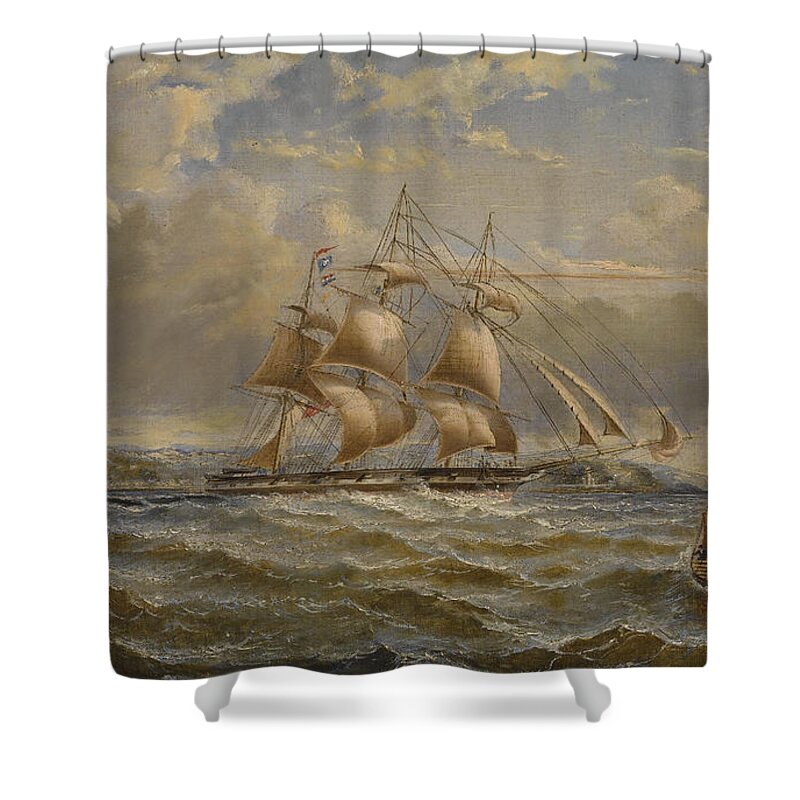 George Napier 1827 - 1869 Running Down The Firth Of Clyde Shower Curtain featuring the painting Running Down The Firth Of Clyde by MotionAge Designs