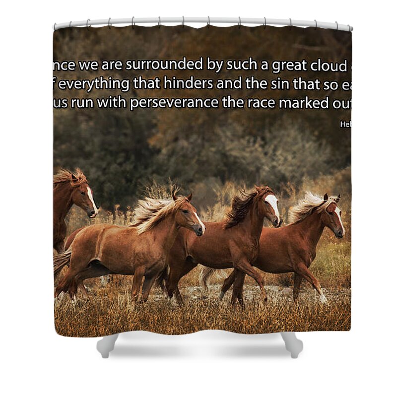Peruvian Paso Horses Shower Curtain featuring the photograph Running the Race by Priscilla Burgers