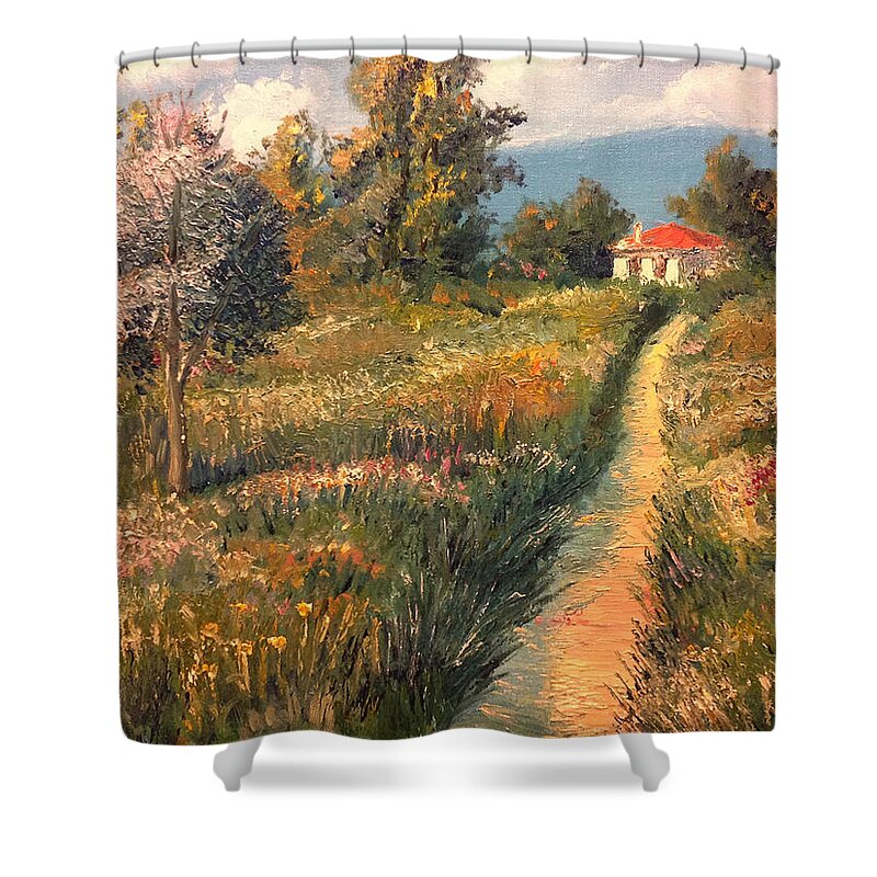 Cottage Shower Curtain featuring the painting Rural Idyll by Vit Nasonov