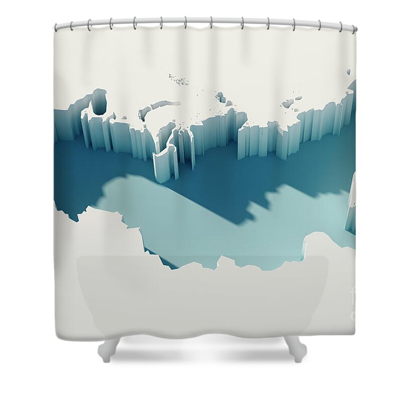 Cartography Shower Curtain featuring the digital art Russia Simple Intrusion Map 3D Render by Frank Ramspott