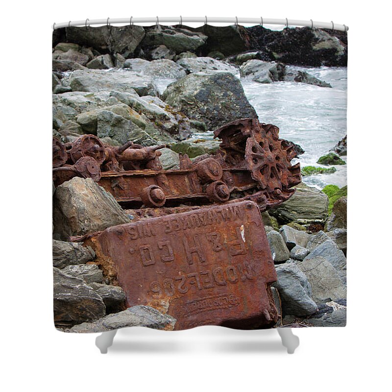 Railway Chassis Shower Curtain featuring the photograph Rusted In Place by Kandy Hurley