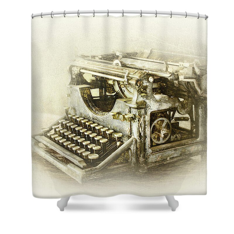 Alphabet Shower Curtain featuring the photograph Rustic Vintage Typewriter by David and Carol Kelly