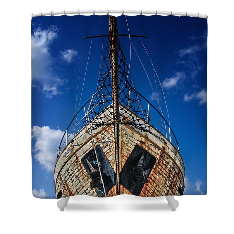 Abandoned Shower Curtain featuring the photograph Rusting boat by Stelios Kleanthous