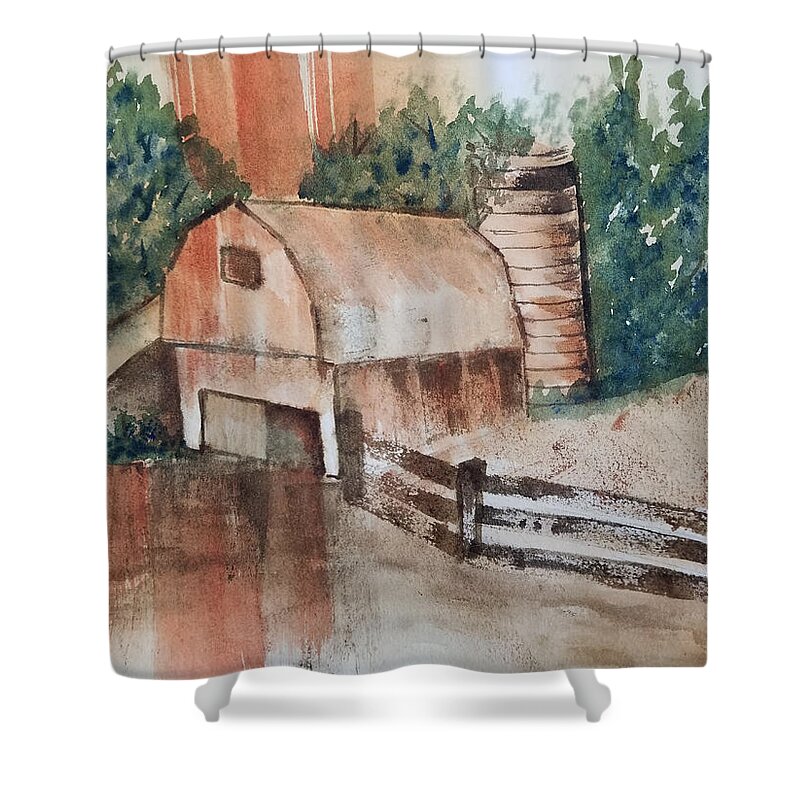 Barn Shower Curtain featuring the painting Rusty Barn by Elise Boam
