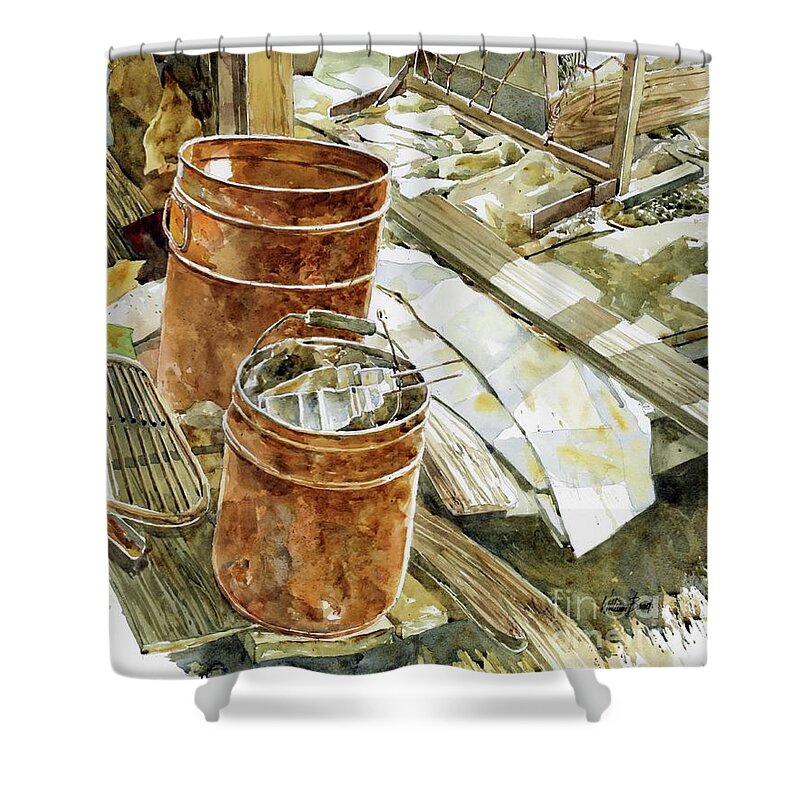 Watercolour Shower Curtain featuring the painting Rusty Beauties by William Band