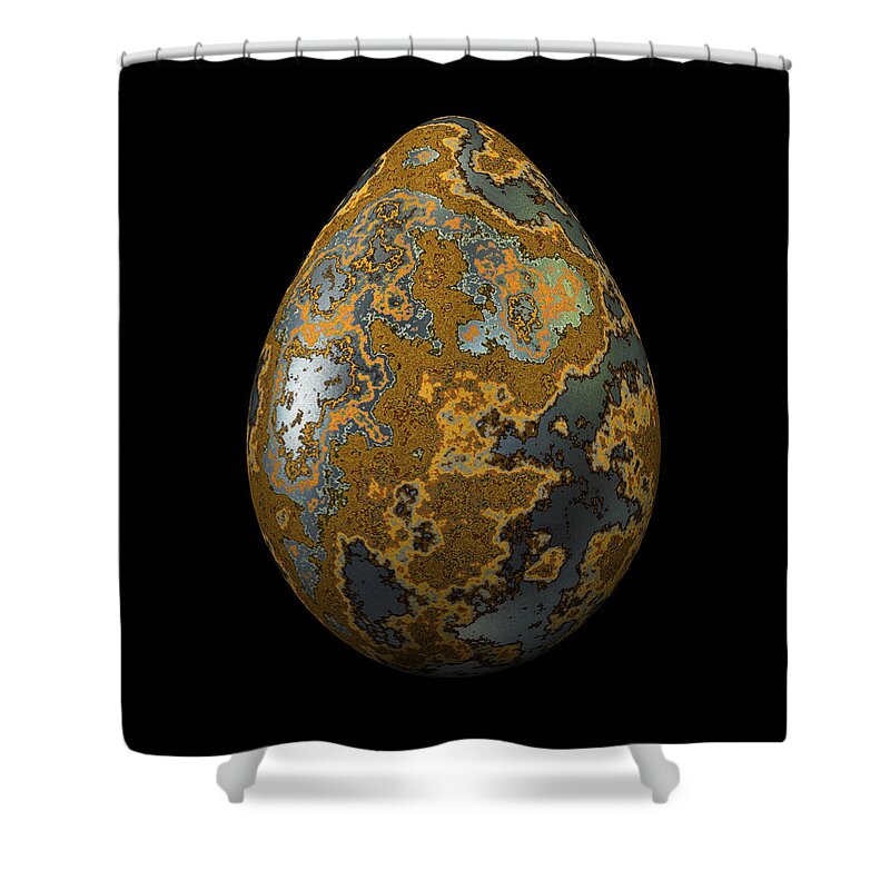 Series Shower Curtain featuring the digital art Rusty Blue Steel Egg by Hakon Soreide