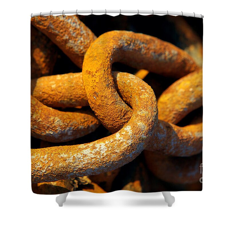 Anchor Shower Curtain featuring the photograph Rusty Chain by Carlos Caetano