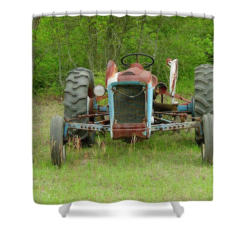 Tractor Shower Curtain featuring the photograph Rusty Tractor by Quwatha Valentine