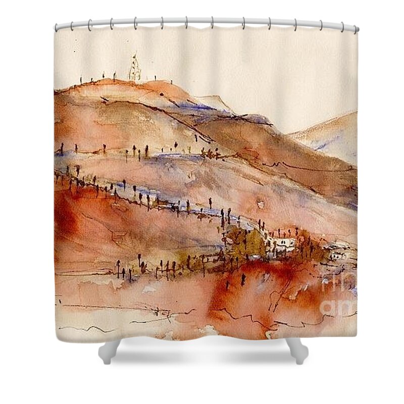 Travel Shower Curtain featuring the painting S3 by Karina Plachetka