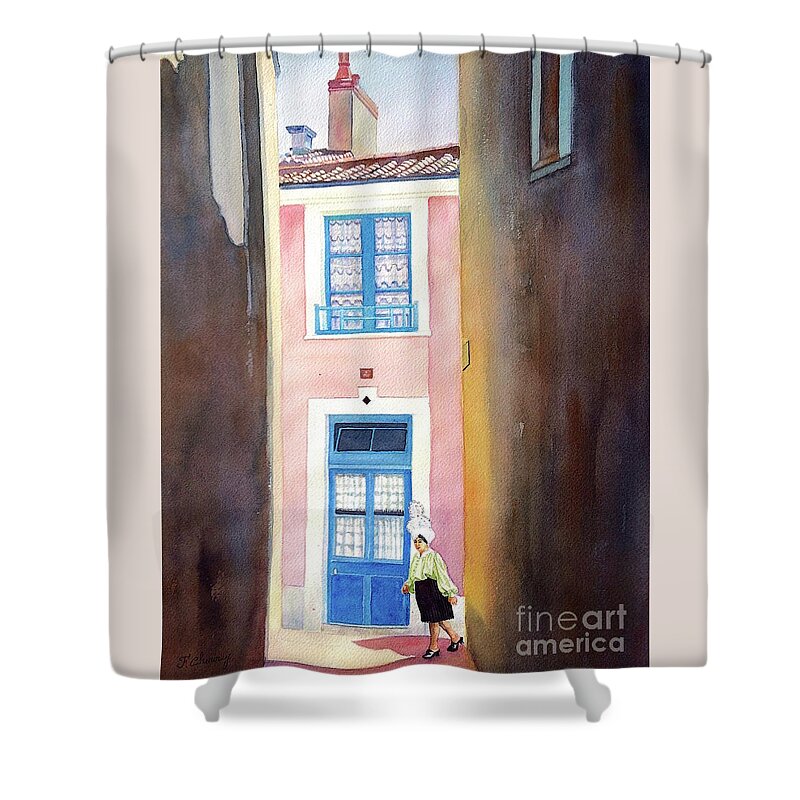 Watercolor Shower Curtain featuring the painting Sablaise - Vendee - France by Francoise Chauray