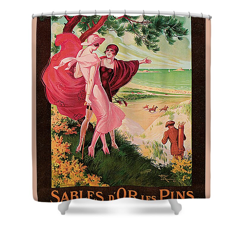 Sables D'or Les Pin Shower Curtain featuring the painting Sables d'Or les Pin by Henry Le Monnier