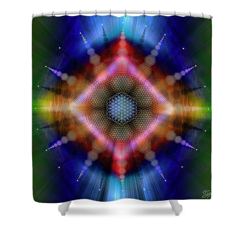Endre Shower Curtain featuring the digital art Sacred Geometry 645 by Endre Balogh