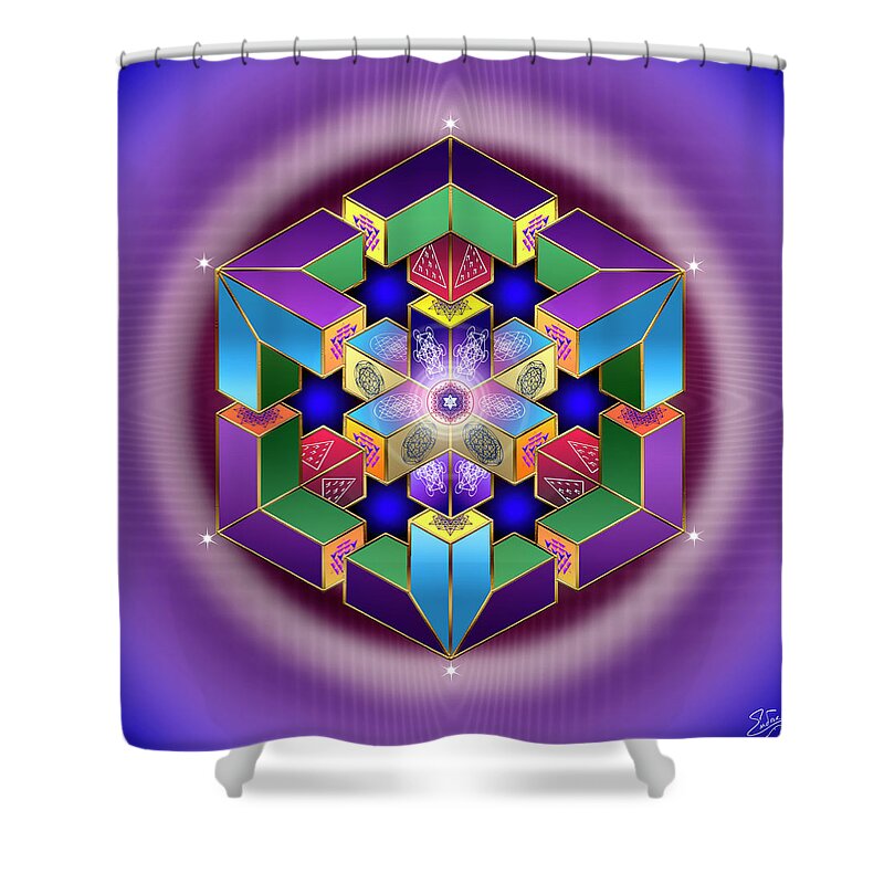 Endre Shower Curtain featuring the digital art Sacred Geometry 711 by Endre Balogh
