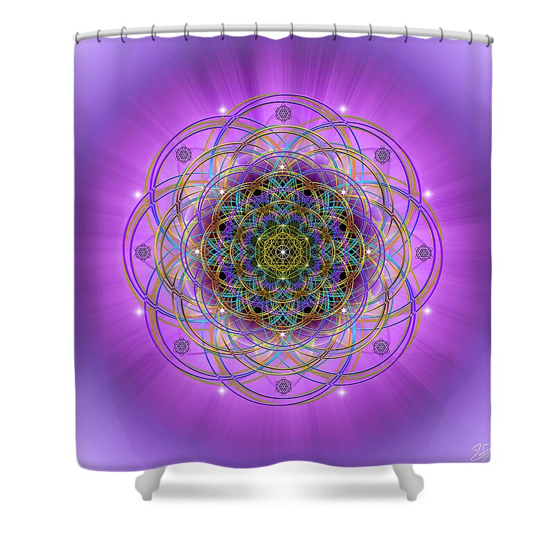 Endre Shower Curtain featuring the digital art Sacred Geometry 715 by Endre Balogh