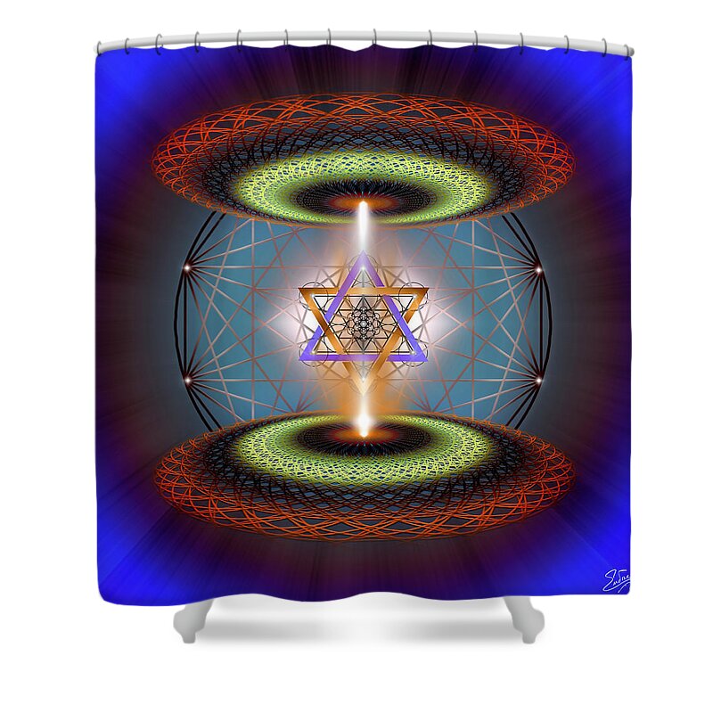 Endre Shower Curtain featuring the digital art Sacred Geometry 718 by Endre Balogh