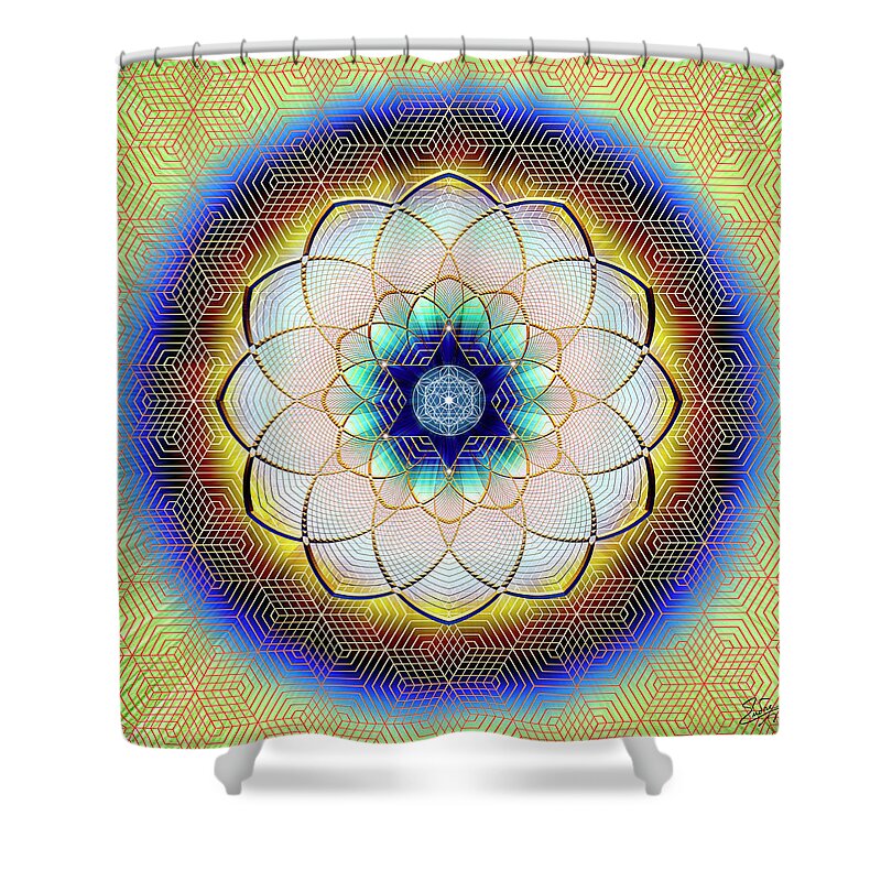 Endre Shower Curtain featuring the digital art Sacred Geometry 723 by Endre Balogh