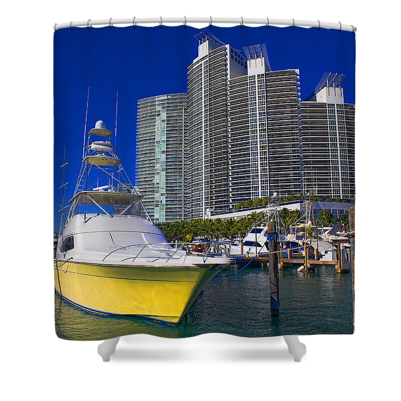 Luxury Yacht Shower Curtain featuring the photograph Miami Beach Marina Series 32 by Carlos Diaz