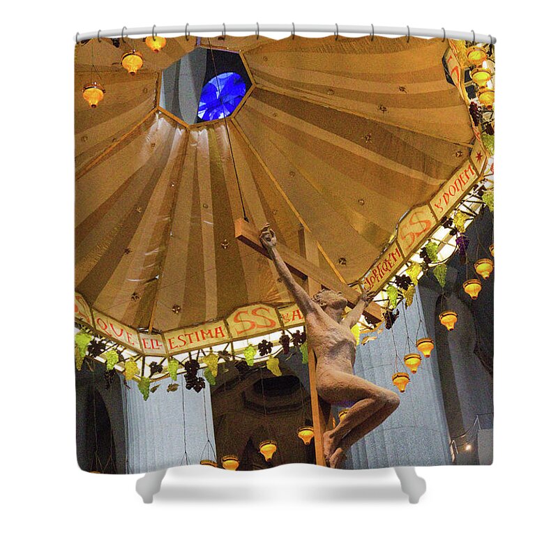 Spain Shower Curtain featuring the photograph Sagrada Familia Alter Canopy by David Smith