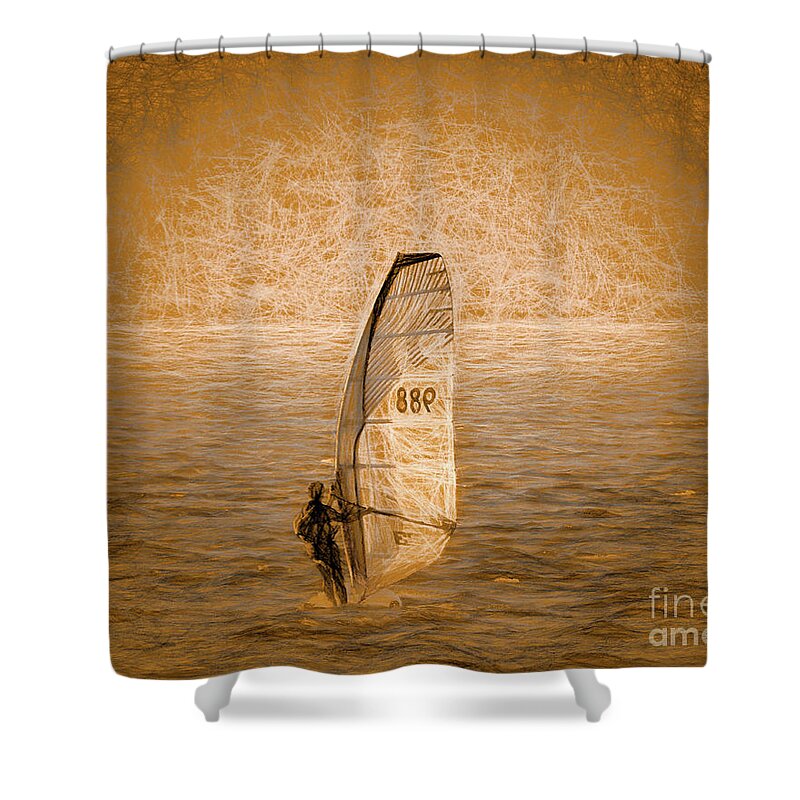 Sailboarding-windsurfing Shower Curtain featuring the photograph Sailboarding Abstract by Scott Cameron